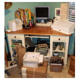 Wood Desk w/Office Supplies