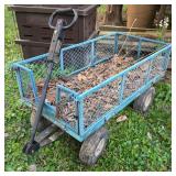 Blue Metal Garden Utility Cart w/Four Wheels