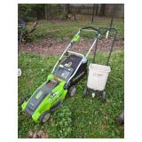 Greenworks 120V Mower & EZ Grow Spreader