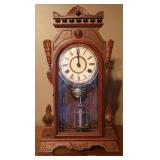 Wooden Victorian Mantel Clock w/Key