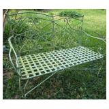 Ornate Metal Garden Bench w/Lattice Seat