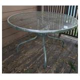 Round Glass-Top Metal Patio Table