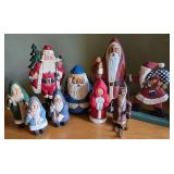 Hand-Carved Wooden Santa Figurines