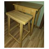 Wooden Side Table & Barstool Set