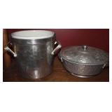 Hammered Metal Lidded Dish & Ice Bucket