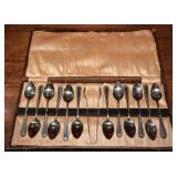Silver-Plated Teaspoon Set with Case and Tongs