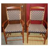 2pc Wooden Armchairs w/Woven Checkerboard Seats