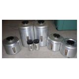 Set of Vintage Aluminum Kitchen Canisters