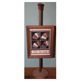 Signed Framed Needlework on Wooden Stand