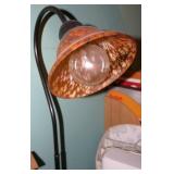 Floor Lamp with Amber Glass Shade and Metal Base