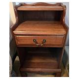 Wooden Nightstand with Drawer and Shelves