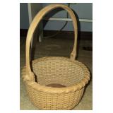 Signed Handwoven Basket w/Wooden Bottom