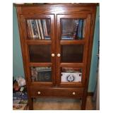 Oak Display Cabinet w/Glass Front Doors