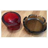 2pc Vtg Anchor Hocking & Viking Glass Ashtrays