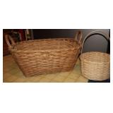 Set of Two Artisan Hand Woven Wooden Baskets