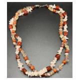Polished Stone Necklace with Sterling Clasp