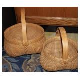 Pair of Handwoven Baskets Signed and Dated
