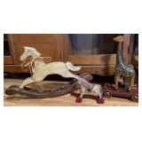 Collection of Handcrafted Folk Art Animal Toys