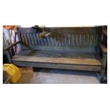 Wooden Slat Bench w/Rustic Finish