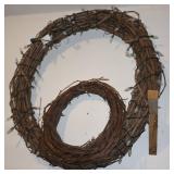 Pair of Twig Wreaths With String Lights