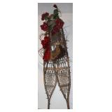Decorative Wooden Snowshoes With Floral Accents