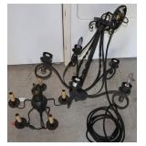 Black Wrought Iron Two-Piece Chandeliers
