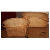 Set of Two Wicker Baskets with Handles
