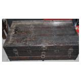 Vtg Wood & Metal Steamer Trunk