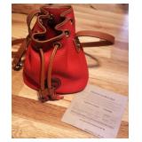Dooney & Bourke Red Leather Drawstring Bag