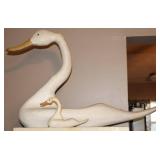 Carved Wooden Glen Harbin Swan Sculptures