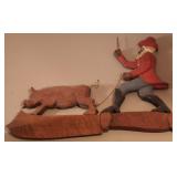 Glen Harbin Signed Carved Wood Butcher Figure