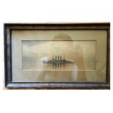 Framed Sepia-Toned Naval Ship Print