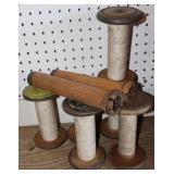Collection of Vintage Wooden Textile Spools