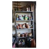 Metal Shelving Unit W/Gardening Supplies+