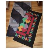 Lot of two handmade quilted table runners