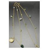 Sterling Gemstone Necklace w/Gold Finish - 12.4g