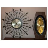 Vtg Elgin Cast Metal Wall Clock & Welby Clock
