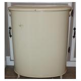 Vintage MCM Style Cream Metal Laundry Basket