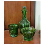 Green Glass Bottle & Planter