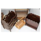 Set of 4 Vintage Wooden Magazine Holders