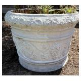 White Decorative Planter with Floral Motif
