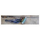 Fishing Rods, Turkey Decoy, and Stanley Thermos