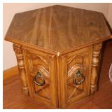Hexagonal Wooden Side Table with Storage