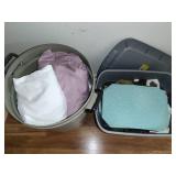 Tote & Trash Can Full of Linens