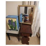 Side Chair, Drop Leaf Side Table, Mirror, Storage