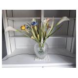 Crystal Vase with Glass Flowers 24