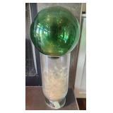 Vtg. Japanese Hand Blown Ocean Float w/ Vase