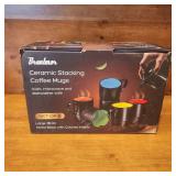 Set of 6 Ceramic Stacking Coffee Mugs
