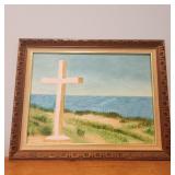 Hand Painted Cross 19"x15"