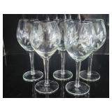 5 Vintage Etched Wine Glasses